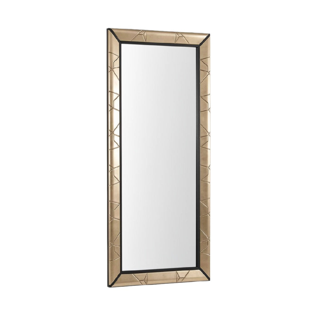 Elegant Gold Framed Rectangular Wall Mirror with Geometric Design