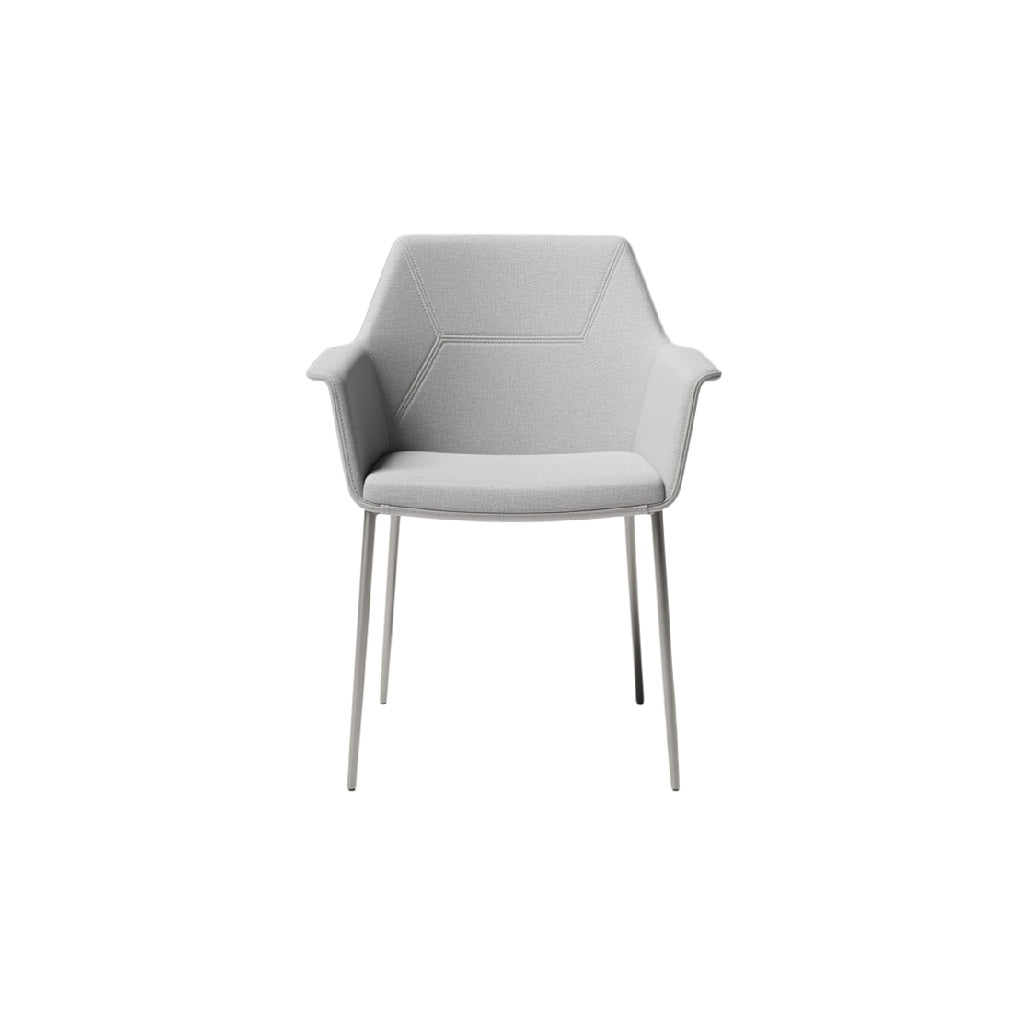 Modern Minimalist Gray Upholstered Chair with Metal Legs