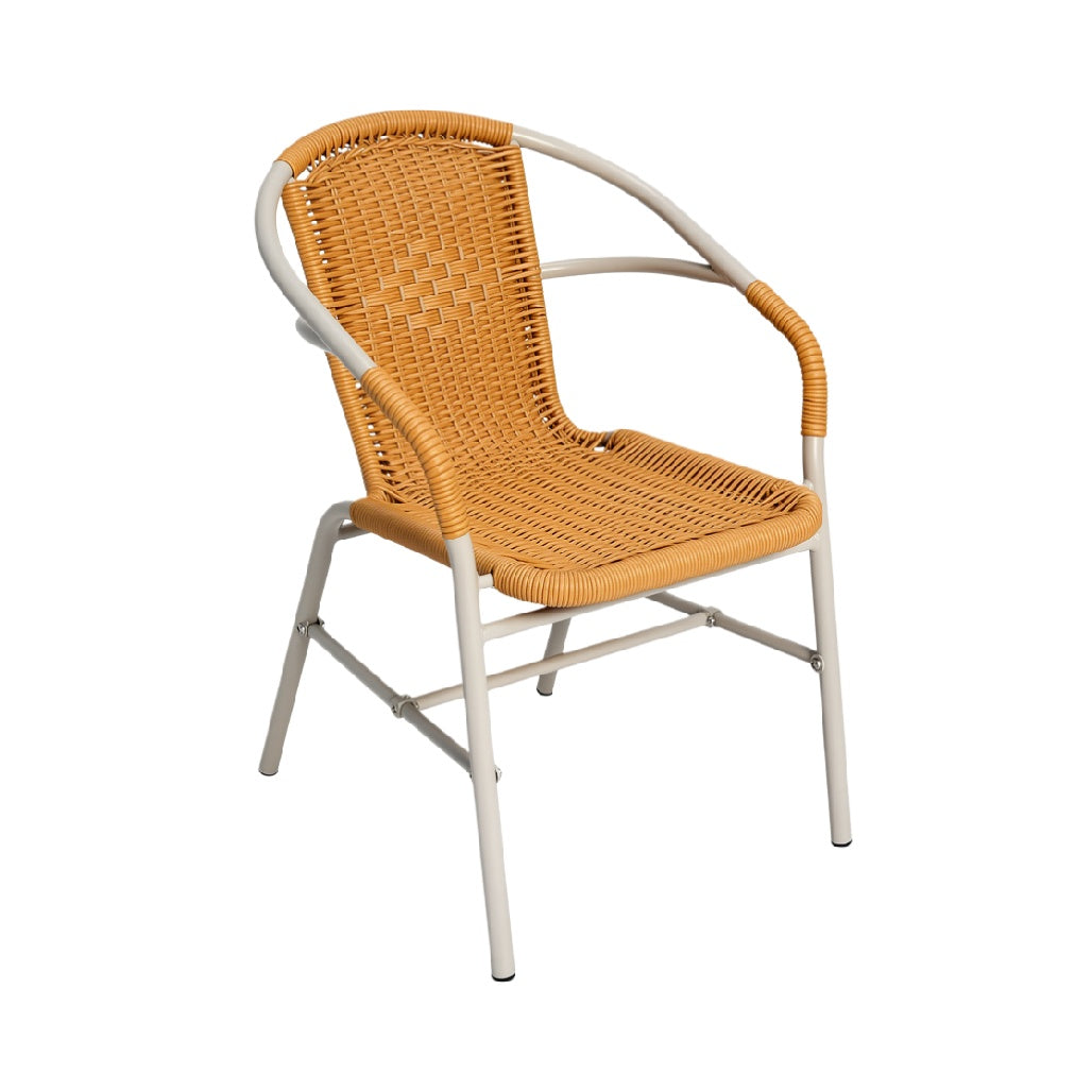 Modern Wicker Armchair with Metal Frame